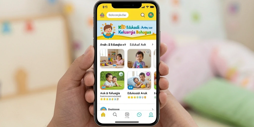 Antarmuka aplikasi 8ID yang menarik dan interaktif untuk belajar anak.