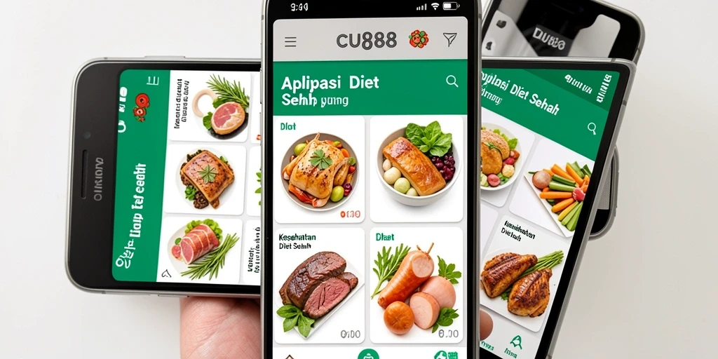 Antarmuka pengguna CU888 dengan fitur Diet Sehat yang menarik.