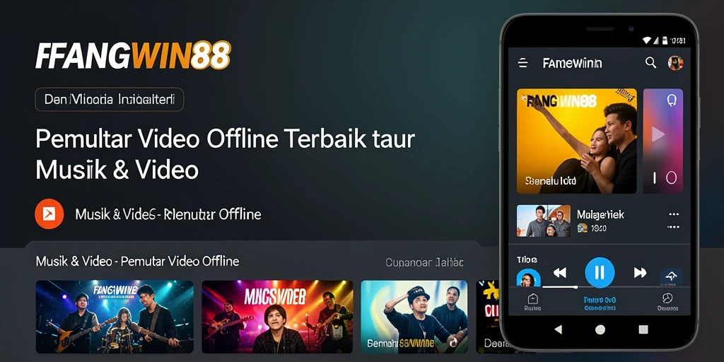 Antarmuka aplikasi FANGWIN88 yang sederhana dan modern untuk pemutar video offline.