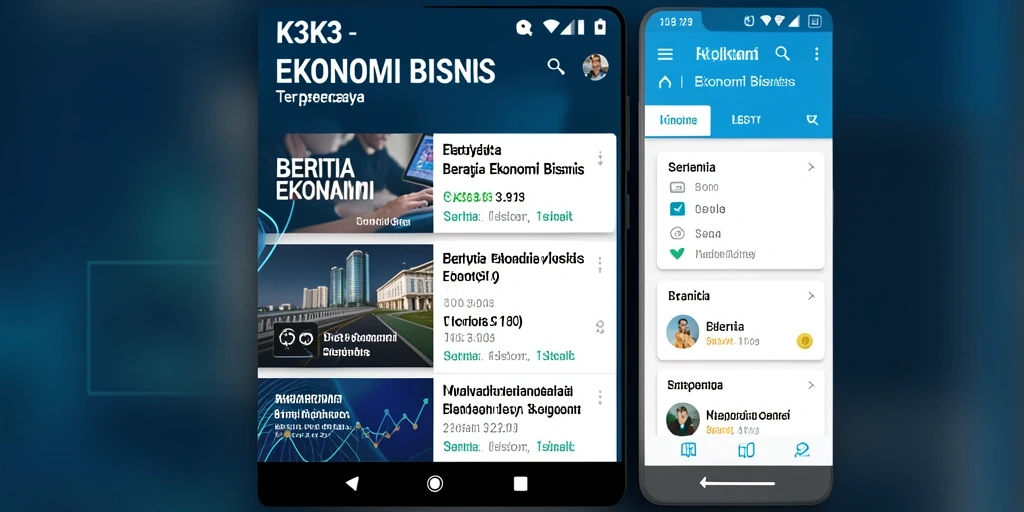 Antarmuka pengguna K3K3 menampilkan berita ekonomi yang informatif.