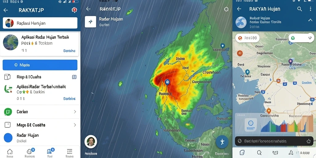 Antarmuka utama RAKYATJP menampilkan informasi radar hujan secara jelas.
