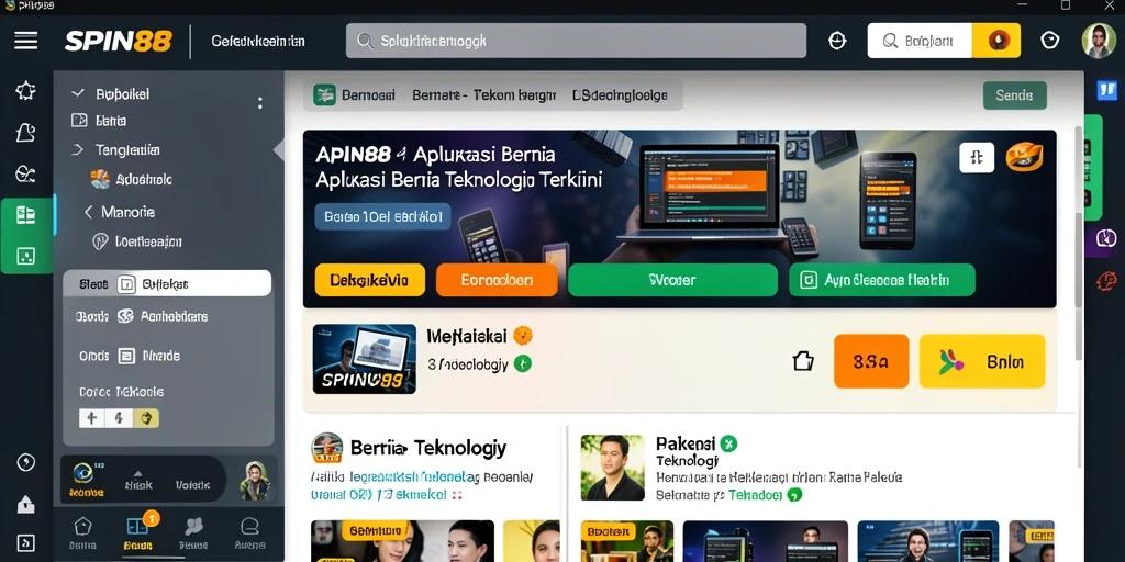 Antarmuka aplikasi SPIN88 yang modern dan informatif.
